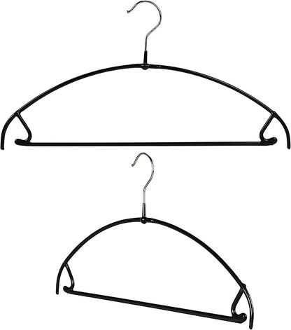 Mawa by Reston Lloyd Euro Ultra Light/Thin Series, Non-Slip Space-Saving Clothes Hanger with Bar & Hooks for Pants and Skirts, Style 42/PTU, Set of 2, Black