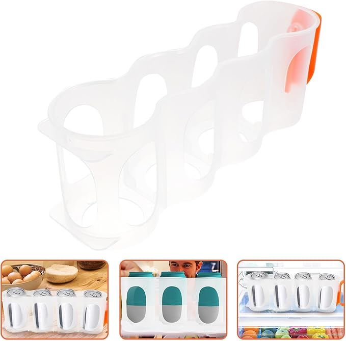Luxshiny Soda Can Storage Bin and Drink Can Dispenser for Refrigerator, Orange Plastic Beverage Organizer with, Stackable Cold Drink Storage Box for Kitchen and Freezer