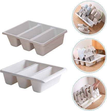 Toyvian 2pcs Storage Shoe Tray, Plastic Shoes Rack, Entryway Organizer, Space-saving