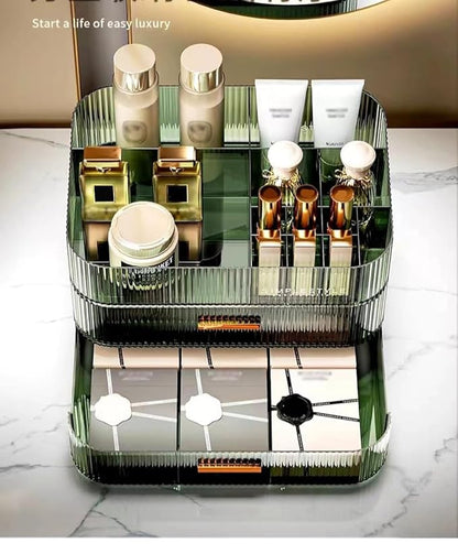 Makeup Organizer with Stackable Drawers, Bathroom Vanity Organizers and Storage, Ideal for Desk and Dresser Countertops, Great for Cosmetics, Skincare, Lipsticks, Nail Care - Green