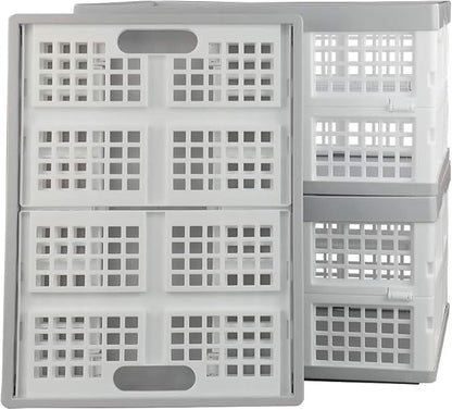 Vababa 28 L Plastic Collapsible Storage Bins, Stacking Utility Foldable Basket, Set of 3