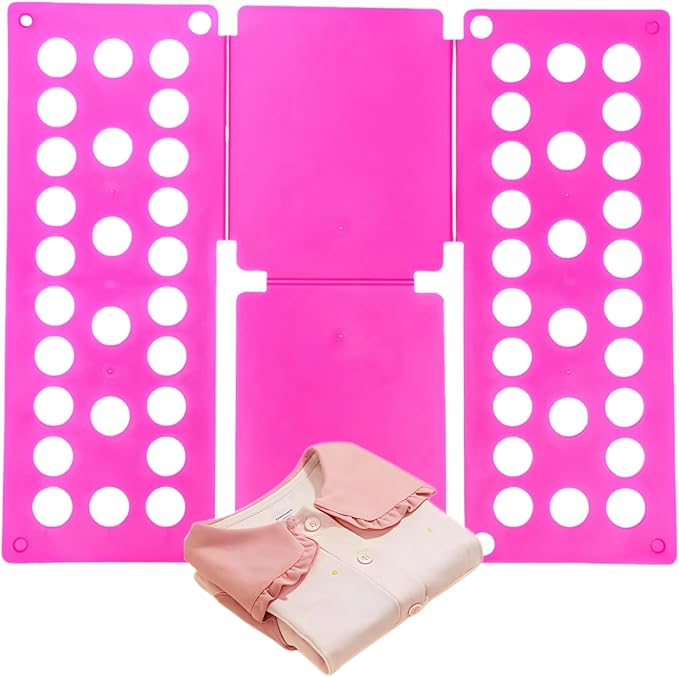 Toddler Shirt Folding Board (Ages 1–7) – Build Independence & Fine Motor Skills, Mini Kids Clothes Folding Board & Shirt Folder, Portable Laundry Organizer for Small Sizes (Magenta)