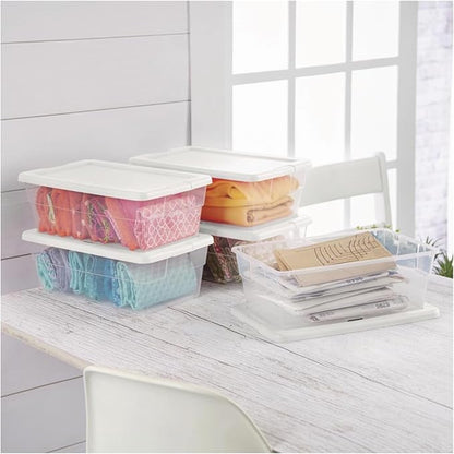 STERILITE 6-Quart Storage Bin Shoe Box - Clear (4)