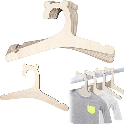 Wooden Kids Hangers 10 Pack 9inch Cute Baby Hanger with Bear Ears Non Slip Wooden Children's Hanger Newborn Hangers for Baby Kids Toddler Coats Pants Suits Jackets Clothes