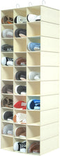 Libeder Hanging Closet Organizers 30 Section Shoe Shelves, Shoe Storage Hanging Shoe Holder, Breathable No-wover Fabric for Shoes, Beige