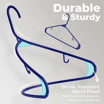 HOUSE DAY Blue Plastic Hangers 60 Pack, Clothes Hangers with Non Slip Hooks, Durable & Space Saving Coat Hanger, Light-Weight Clothing Hangers, Perfect Closet Organizer for Everyday Use