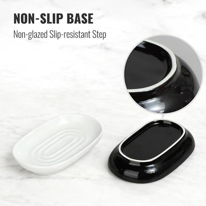 AIMAIAIMAI White Ceramic Soap Dish, Minimalist Bar Soap Holder - Elegant Hostess Gift, Housewarming Gift for New Home, Decorative Soap Tray for Bathroom, Kitchen