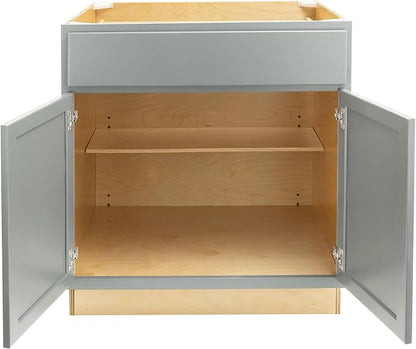Quicklock RTA (Ready-to-Assemble) | Base Kitchen Cabinets - Shaker Style | Made in America (Magnetic Gray, 30" Wx34.5 Hx24 D Base)