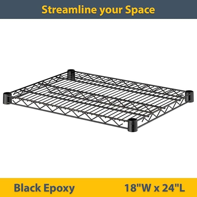 2 Pack Black Additional Wire Shelf for 18" x 24" Shelving Units, Replacement Shelves for Wire Rack