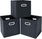 Fabric Cloth Storage Bins,Fabric Cube Organizer with Dual Handles Foldable Cube Storage Baskets for Home Bedroom Storage,Set of 3, Gray