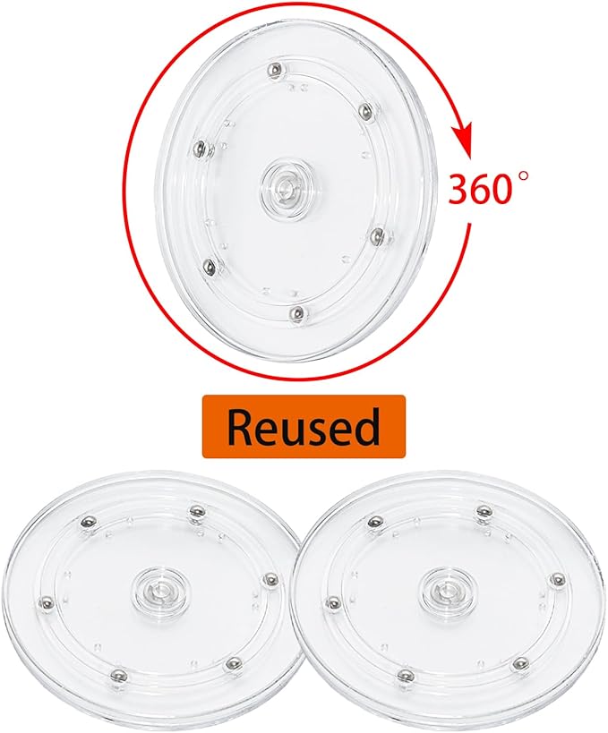 2PCS 6 inch Clear Small Lazy Susan Turntable Mini Lazy Susan Acrylic Ball Bearing Rotating Tray for Spice Rack Table Cake Kitchen Pantry