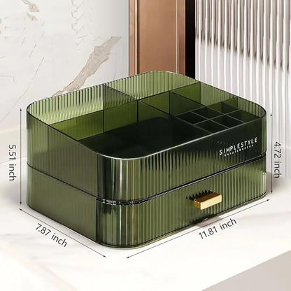 Makeup Organizer with Stackable Drawers, Bathroom Vanity Organizers and Storage, Ideal for Desk and Dresser Countertops, Great for Cosmetics, Skincare, Lipsticks, Nail Care - Green