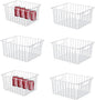 Freezer Organizer Baskets, Kitchen Metal Wire Storage Bins, Pantry Cupboard Household Container Dividers with Handles