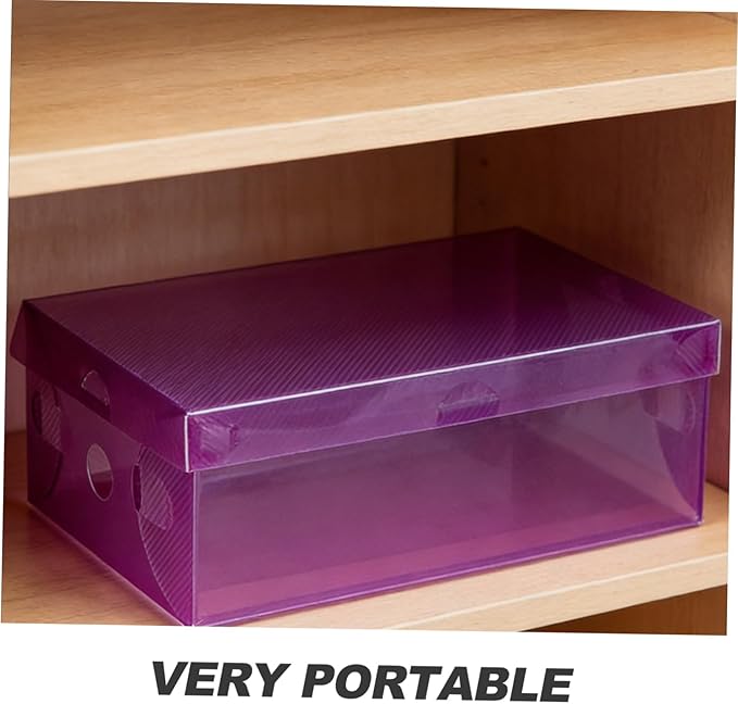 LABRIMP 7 Pcs Foldable Shoe Storage Boxes Set Thickened Pp Plastic Shoe Organizer Containers with Lids for Men Women 27.5×18×9.5cm Multi-color