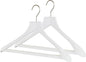 MAWA by Reston Lloyd, European Wooden Hanger, Beech Wood Body Form Hanger with Wide Supportive Shoulders, Rotating Chrome Hook, White Finish, for Shirts, Blazers, Pants, Dress Clothes Hanger, Set of 2