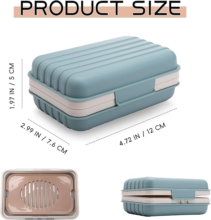 XJMWXHFC 3Pcs Travel Soap Containers with Lid, Portable Draining Soap Bar Holder for Traveling, Camping, Outdoor, Gym, Bathroom, Home (Blue, White, Brown)
