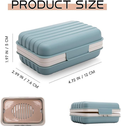 XJMWXHFC 3Pcs Travel Soap Containers with Lid, Portable Draining Soap Bar Holder for Traveling, Camping, Outdoor, Gym, Bathroom, Home (Blue, White, Brown)