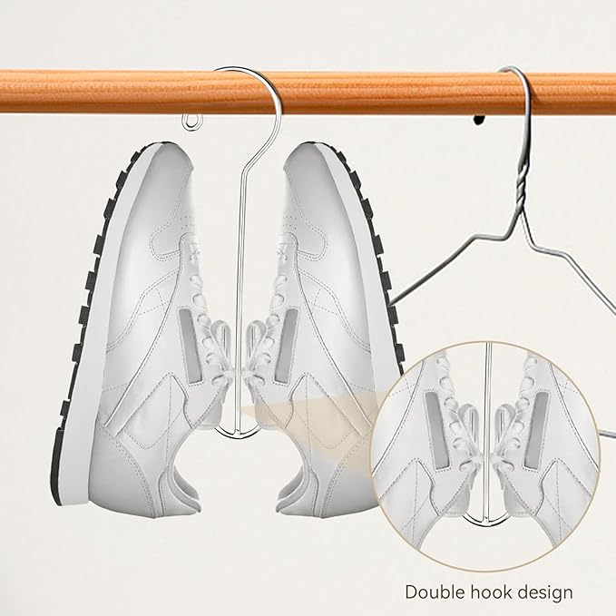 HERCHR 5 Pack Shoes Hangers Hanging Drying Rack, Hanging Shoe Organizers Shoe Hooks for Closet Organizer Storage(Silver)