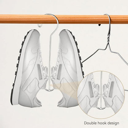 HERCHR 5 Pack Shoes Hangers Hanging Drying Rack, Hanging Shoe Organizers Shoe Hooks for Closet Organizer Storage(Silver)