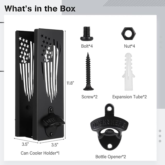 Wall-Mounted Can Cooler Dispenser with Dual Bottle Openers, 2-in-1 Beer Holder Rack for Parties & Bars