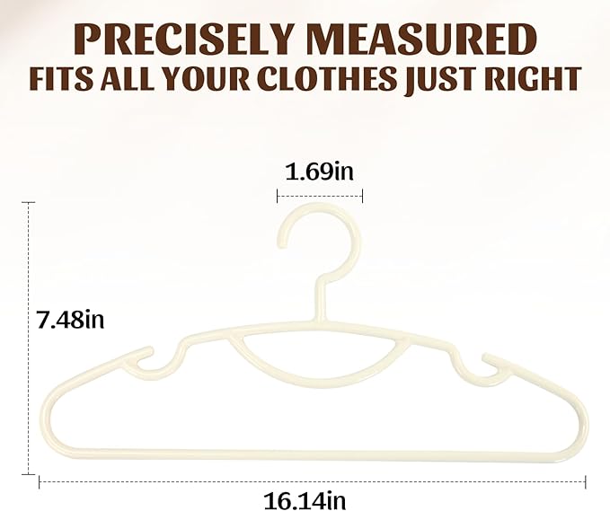30 Pack Heavy Duty Plastic Hangers, Thick Strong Plastic Clothes Hangers for Coat Jacket and Shirt, Space Saving Clothes Hangers with Shoulder Grooves for Tank Top, Blouses, Strappy Dresses (Beige)