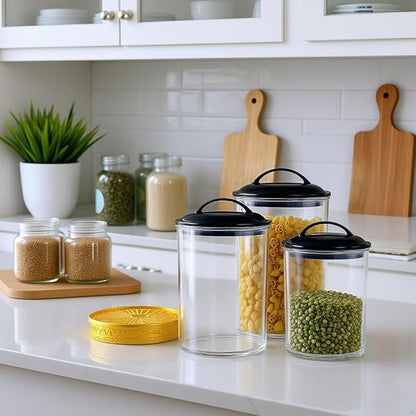 Calypso Basics by Reston Lloyd Acrylic Storage Canisters, Set of 3, Black