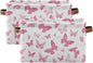 Watercolor Pink Butterfly Storage Basket Bin, Large Cube Storage Box Canvas Collapsible Storage Organizer for Home Office Closet, 2 Pack - 15 L x 11 W x 9.5 H