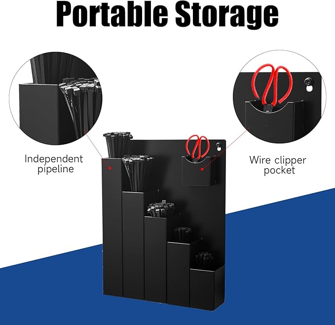 Cable Zip Tie Storage Holder, Wall Mount Rack Organizers and Storage for Workshop Shed Toolgrid Shop Garage Home,Fit Various Lengths Zip Tie