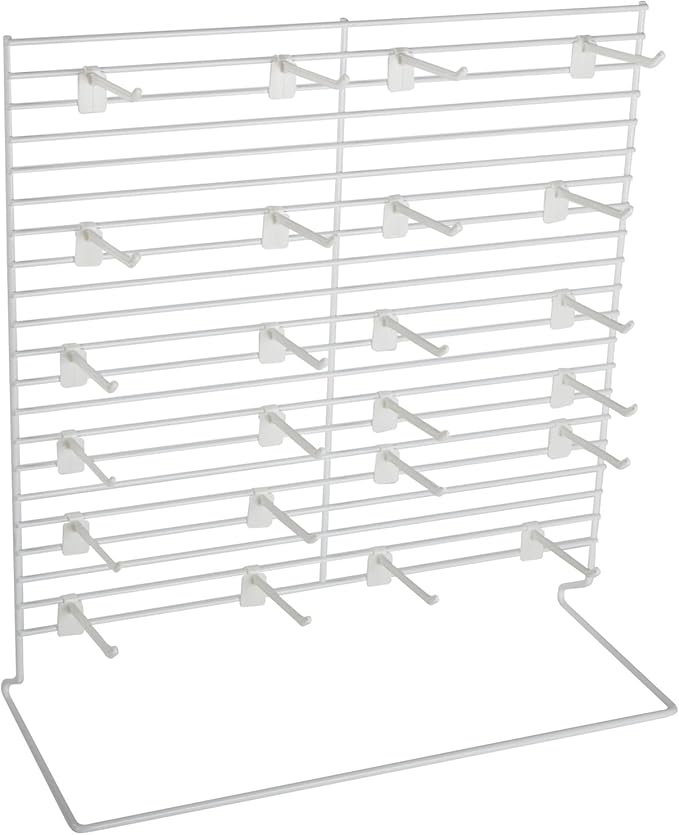 SSWBasics 24-Peg White Wire Countertop Rack - 18"W x 20"H - Display Racks for Vendors, Retail, Convenience, Craft Fairs, and Thrift Stores - Impulse Buy Display at Checkout - Use for Home Jewelry
