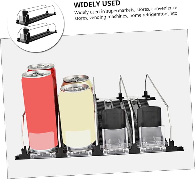 Levemolo 2pcs Automatic Beverage Pusher Organizer Plastic Drink Dispenser for Refrigerator Smooth Glide Can Organizer for Easy Access for Cold Drinks and Efficient Storage