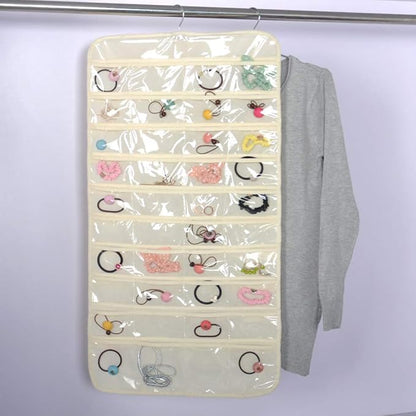 80 Pockets Hanging Jewelry Organizer, 2 Sided Over the Door Wall Mount Rotating Hanger Clear Window Storage Bag for Small Items Earrings, Rings, Necklaces, Bracelets, Hair Clips