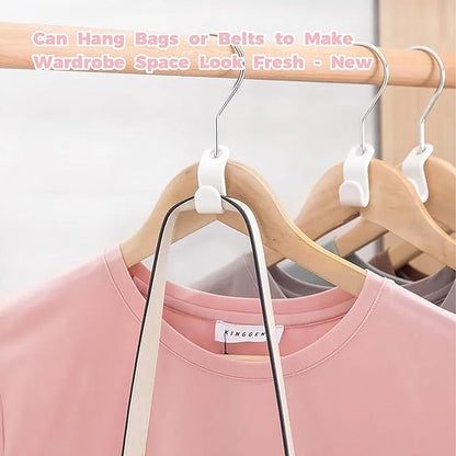 50 PCS Hanger Connector Hooks, Space Saving Hangers, Closet Hanging Organizer for College Dorm Room Essentials, Thickening Upgrade (White-50 Pcs)
