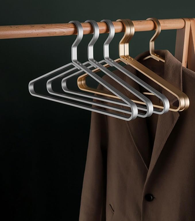 Premium Matte Silvery Aluminum Coat Hangers 6 Piece Set, 17.7” Extra Smooth & Durable Metal Shirt Dress Hanger,Aluminum Alloy Hanger,Clothing Support,Clothing Hang
