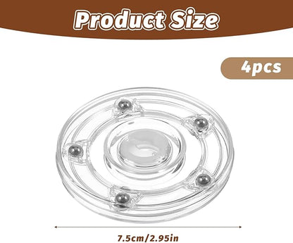 4 PCS Small Acrylic Plastic Lazy Susan Turntable Small Lazy Susan Bearing 4.7 Inch Plastic Cookie Turntable Bearings Hardware, Turntables Organizer for Kitchen Pantry Spice Rack Table Cake