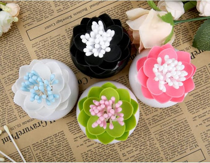 Bloss 4 Packs Lotus Qtip Holders Bathroom Organizer Accessories, Unique Bathroom Decor for cotton swabs, Toothpicks Holder Container - 1 Set 4 Colors