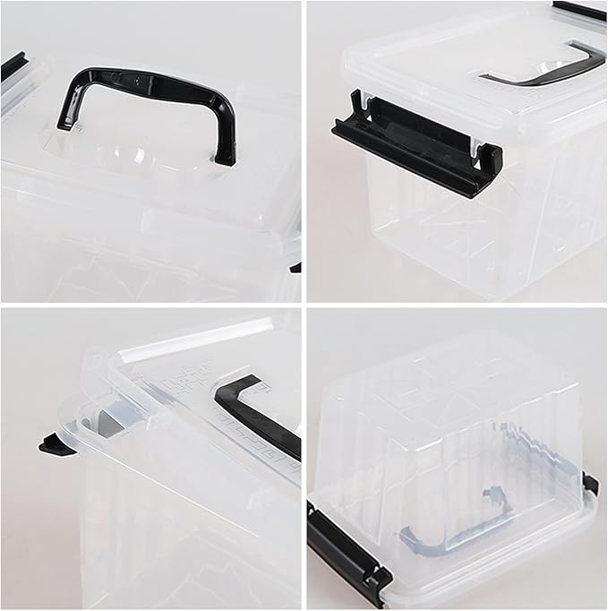 Anbers 3 Quart Small Clear Storage Box with Lid, Set of 6