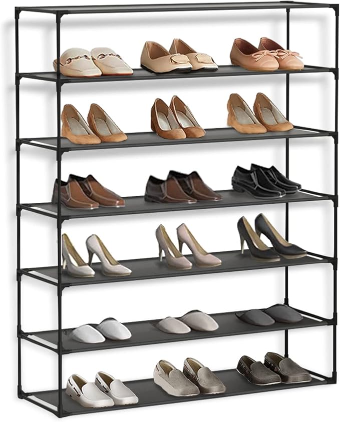 Jerry & Maggie Simple Trending 7 Tier Stackable Shoe Rack for Garage, Shoe Rack for Entrance Small Space for Dorm Shoe Racks, Over Door Shoe Rack, Kitchen Storage Shelves Solution