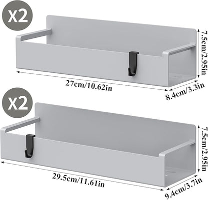 HuggieGems 4 Pack Magnetic Spice Rack Organizer for Refrigerator and Oven, Light Gray Fridge Organizers and Storage for Kitchen