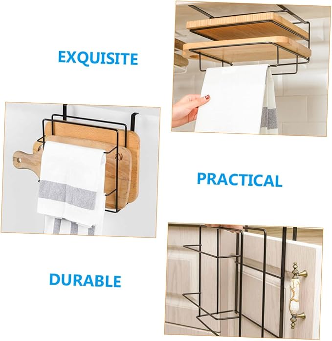 2pcs Cabinet Door Organizer Kitchen Towel Hanger Cabinet Storage Rack Organizers Efficient Kitchen Helper