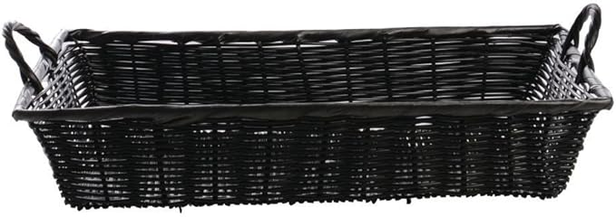 HUBERT Basket With Handles Black Wicker - 18" L x 12" W x 3 1/2 H