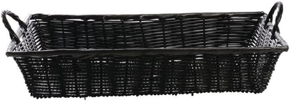 HUBERT Basket With Handles Black Wicker - 18" L x 12" W x 3 1/2 H