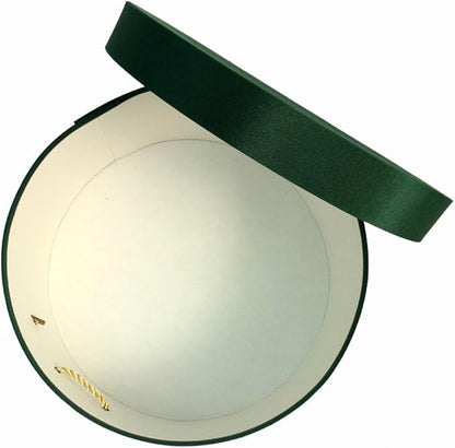 Sarah's Hat Boxes Classic Dark Green Hat Box – 8.75" x 4.5" (Dia. x Ht.) Handmade in USA – Odorless Non-Toxic Adhesive, Cording Handle – Premium Storage for Hats & Accessories