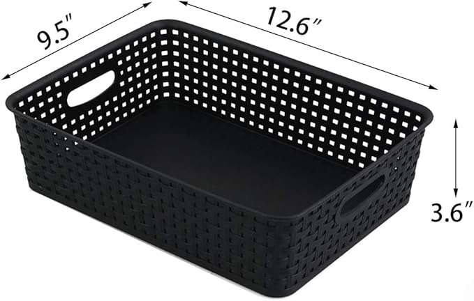 5 Packs Plastic Paper Storage Basket Tray for Office, Black