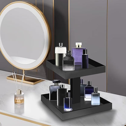 YAGELI Black Perfume Organizer for Men - 2 Tier Acrylic Cologne Rack Organizer for Men, Rectangular Vanity Storage with Sturdy Design, Space Saver for Bathroom & Bedroom(Blank2)
