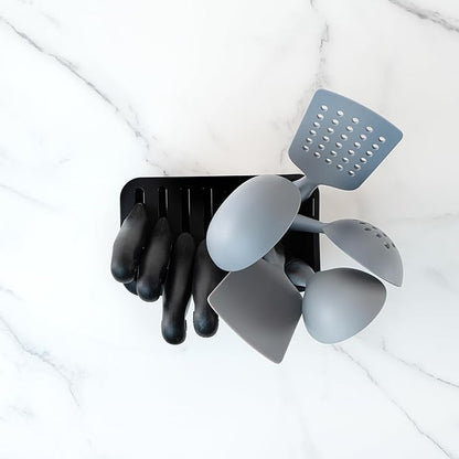 Restaurantware Stainless Steel Utensil Holder 1 Count 7.7 x 4.6 x 7.8 Inches Durable Cutlery Storage Flatware Organizer Rust-Resistant Sink Caddy Silver Kitchenware Holder
