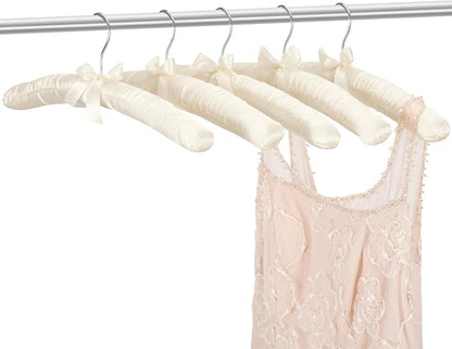 Women's Clothing Padded Hangers, 15 Inch Satin Hangers, Thick Foam Padding, No Shoulder Pads, for Sweaters, Suits, Wedding Dresses, Fine Cashmere (Pack of 10)