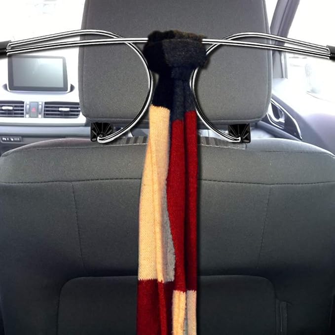 Car Coat Hanger for Headrest, Car Seat Clothes Holder for Suit Jacket Coat, Vehicle Backrest Organizer, Universal Fit Headrest Hanger for Car (Black)