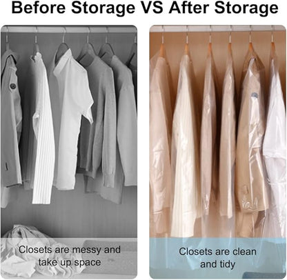 BEISHIDA 25PCS 35.5 Inch Plastic Garment Bag-Plastic Clear Dry Cleaner Laundry Bags for Clothes Cover Hanging Clothes Storage for Coat Suit Shirt Jacket Skirt
