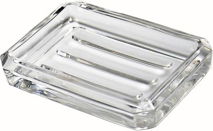 Clear Glass Soap Dish, Heavy Soap Holder for Bathroom, Sink and Kitchen