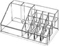 Acrylic Makeup Organizer Cosmetic Storage Makeup Display Case Makeup Brush Holder Lipstick Dispenser Canister Bathroom Container (8.7x 5 x 3.2 in, 16 Partitions, Transparent)